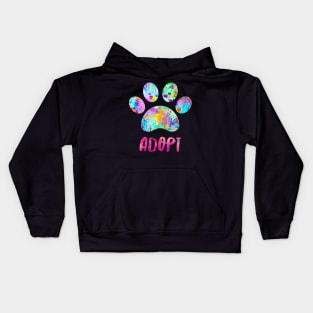 Adopt A Dog Design Watercolor Paw Print Kids Hoodie